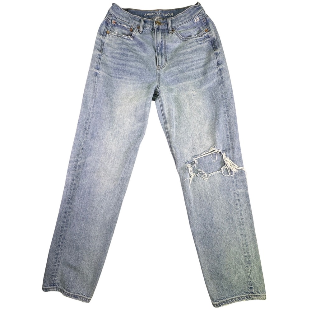 American Eagle 90s Boyfriend Jeans Womens Distressed Light Wash Denim